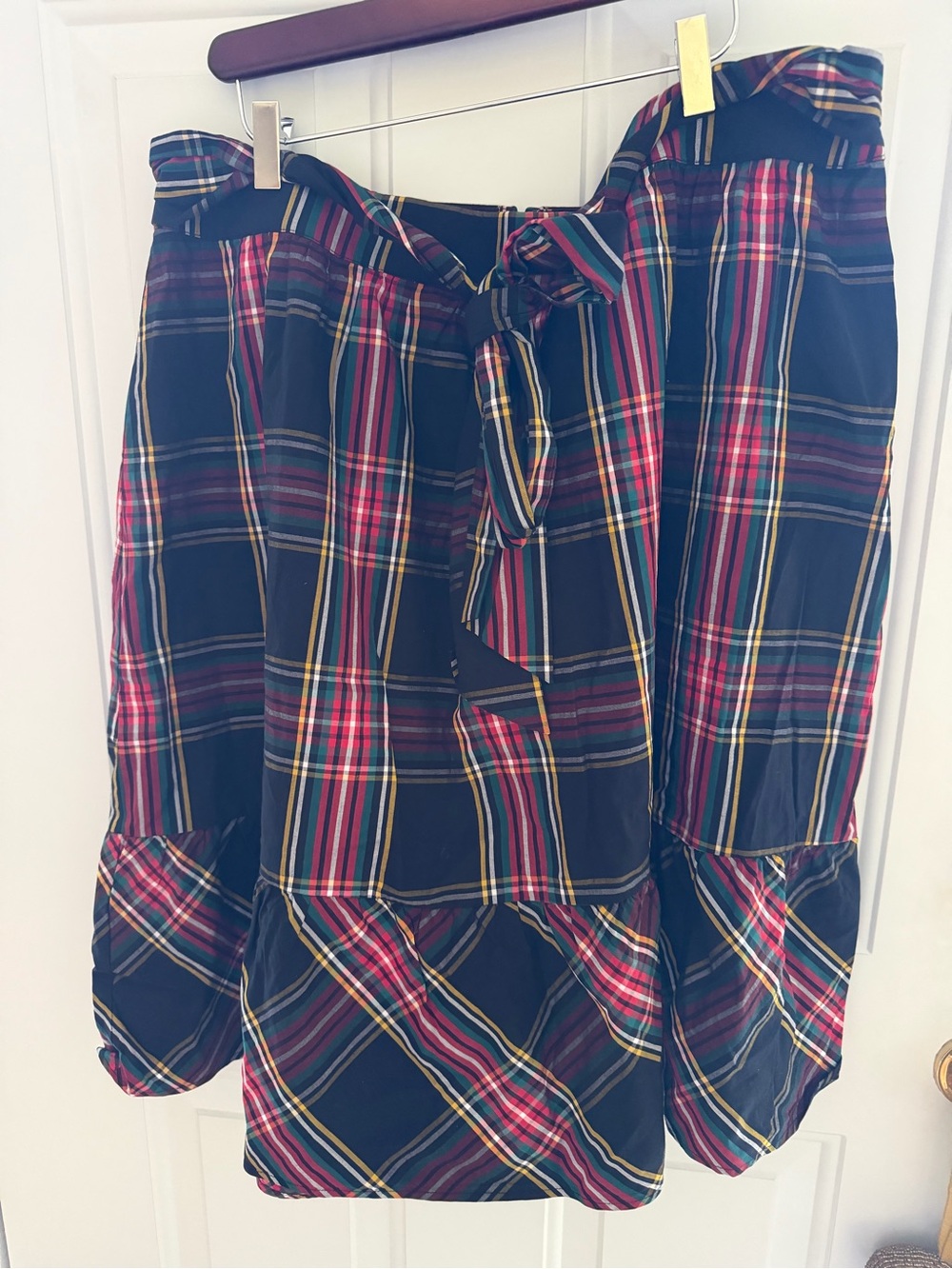 J. Crew Black tartan Plaid Tie-Waist Tiered Skirt